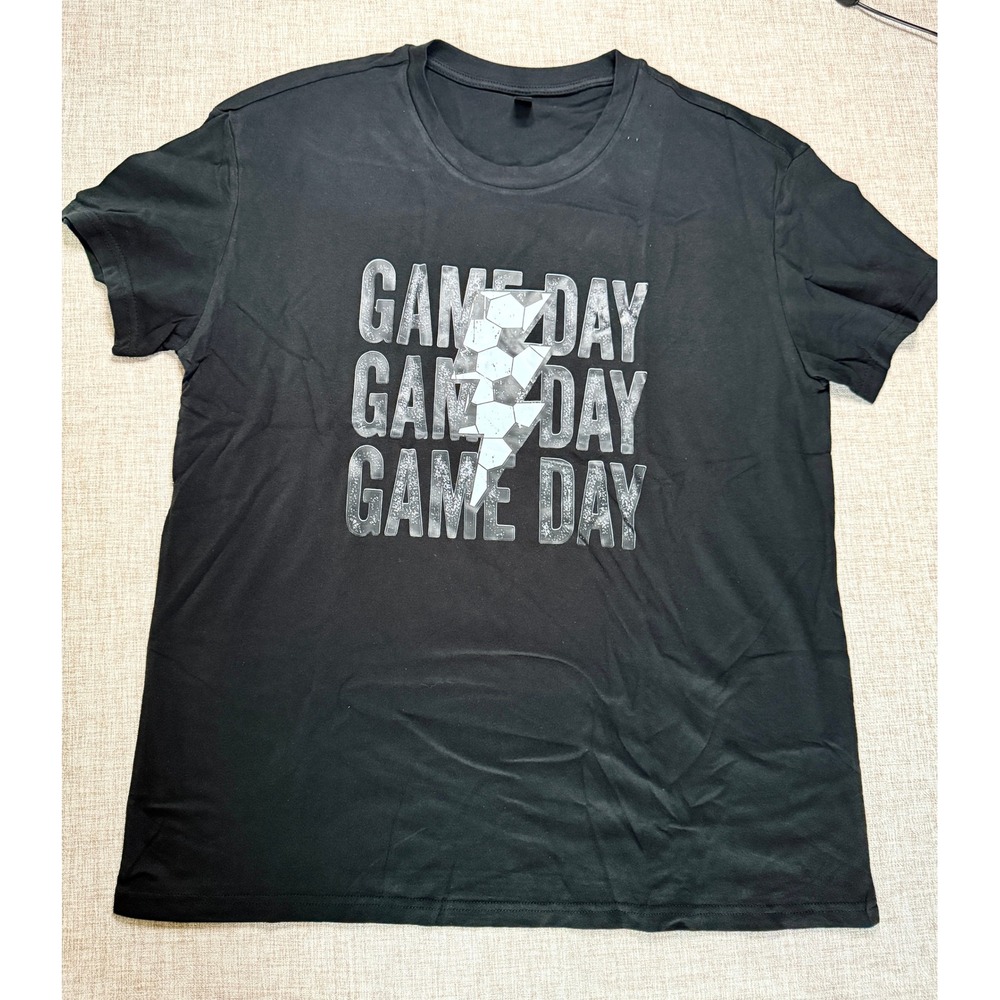 New York Mens Game Day Soccer Lightning Bolt Graphic T-Shirt Black XL Cotton